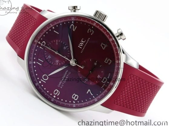MIROTIME 0111 Reliable Portuguese Chrono IW3716 Z+F 1:1 Best Edition Red Dial on Red Rubber Strap A 7015